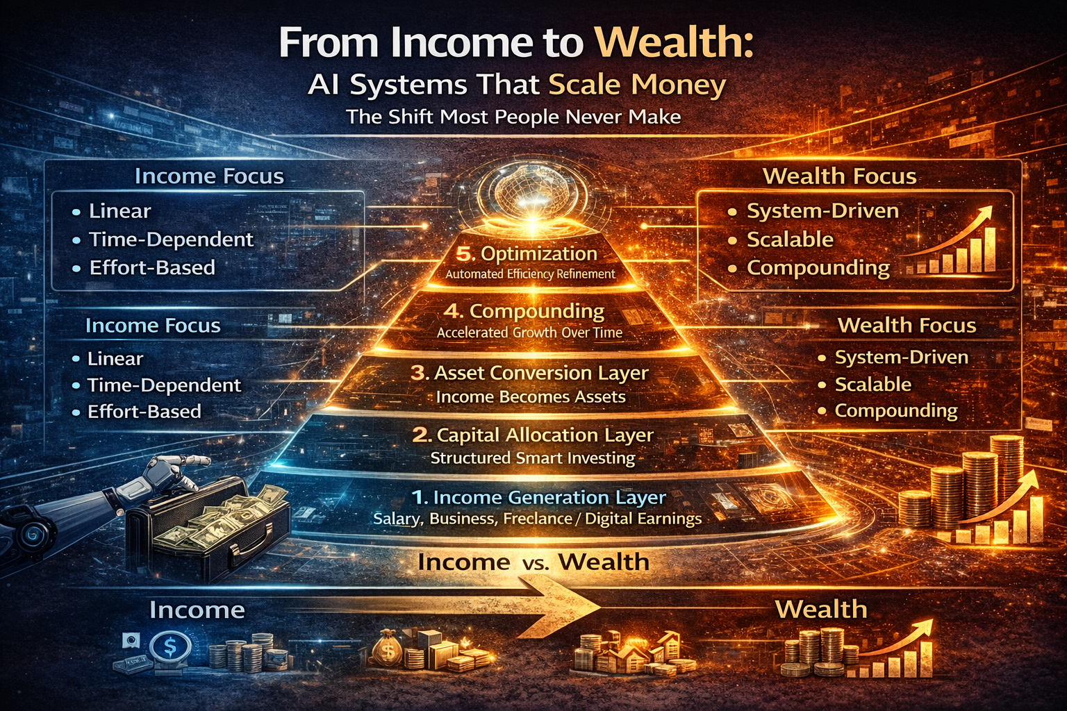 From Income to Wealth: AI Systems That Scale Money (The Shift Most People Never Make)